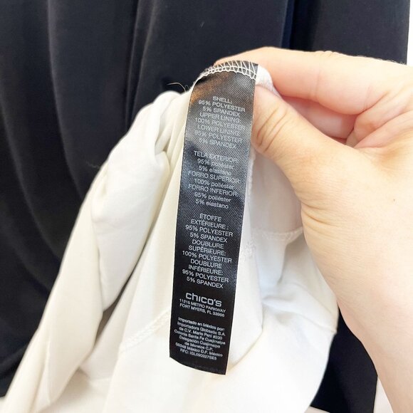 Chico's Travelers Black & White Layered Artsy Top Zipper - Size 2, Large - Picture 5 of 7